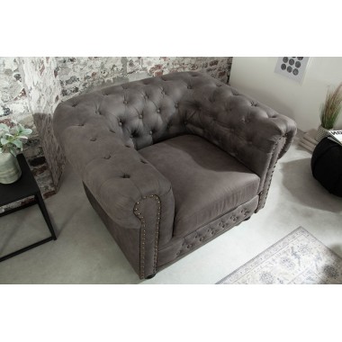 Fotel CHESTERFIELD antyczny szary / 40519