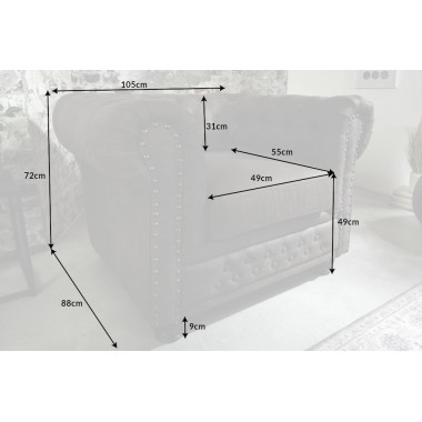 Fotel CHESTERFIELD antyczny szary / 40519