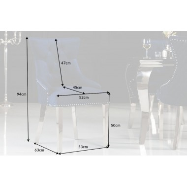 Krzesło Caslte niebieski aksamit Modern Barock / 40473