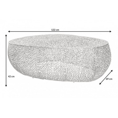 Stolik kawowy LEAF 122cm srebrny / 38939