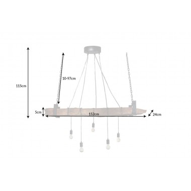 Lampa wisząca Barracuda drewniana belka 152 cm recykling / 40080