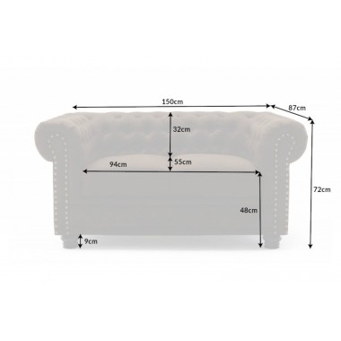 Sofa Chesterfield II 2 osobowa 150cm vintage brąz / 40653