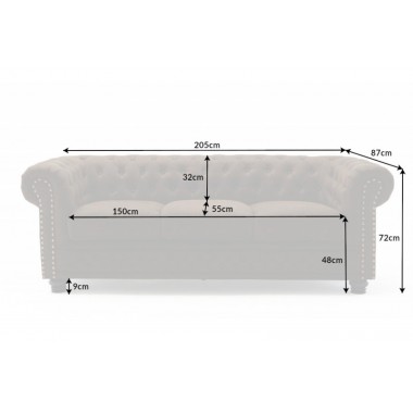 Sofa Chesterfield II 3 osobowa 210cm brąz vintage / 40652