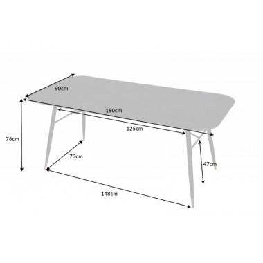 Stół do jadalni PARIS 180 cm szklany marmur czarny / 40846