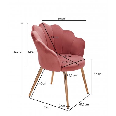 WOHNLING krzesło muszla różowy aksamit / WL6.284