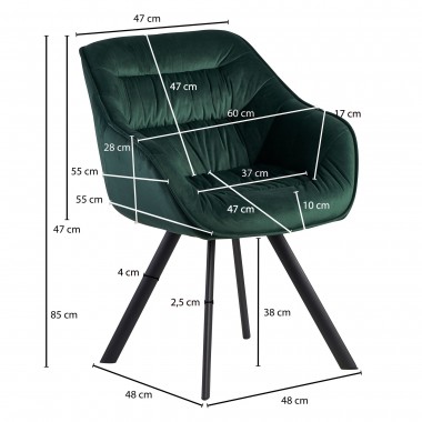WOHNLING krzesło do jadalni tapicerowane  dutch comfort ciemnozielony aksamit / SKYG