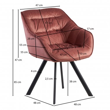 WOHNLING krzesło do jadalni tapicerowane  dutch comfort różany aksamit / SKYG