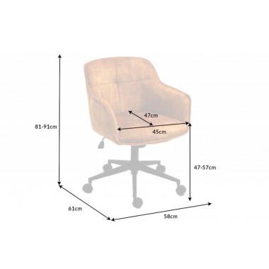 Invicta Fotel biurowy EUPHORIA musztardowy aksamit 58cm / 40866