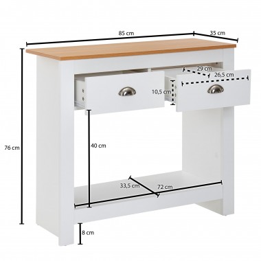 WOHNLING Komoda w stylu modern biała z 2 szufladami i półką 85cm / WL6.386   stanowi idealny dodatek do twojego korytarza