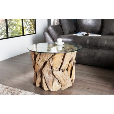 Stolik kawowy Nature Lounge 50cm ze szklany blatem / 23208-1