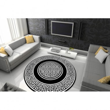 Dywan Versace meander czarny kość słoniowa Ø 150cm