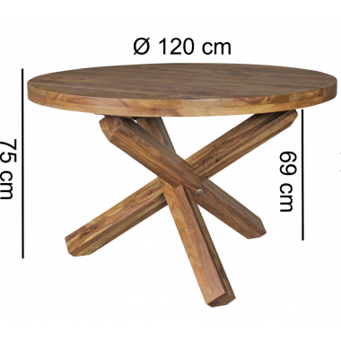 Stół do jadalni Wohnling lite drewno akacji naturalny Ø 120 cm /