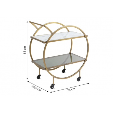 Kare Wózek barowy Loft mosiężny 74 cm / 84824