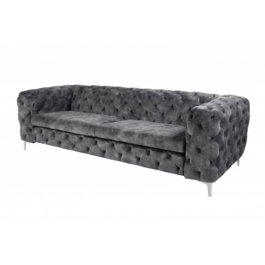 Invicta MODERN BAROCK Sofa 3 osobowa ciemnoszary aksamit 235 x 72 x 95cm / 41134