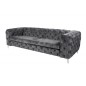 Chesterfield Sofa 3-osobowa MODERN BAROCK 235cm ciemnoszary aksamit / 41134