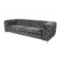 Invicta Chesterfield Sofa 3-osobowa MODERN BAROCK ciemnoszary aksamit 240cm / 41134