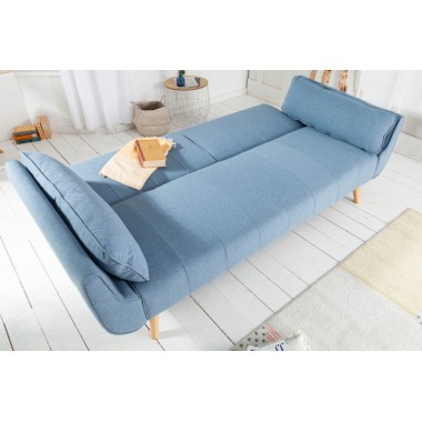 Sofa DIVANI 215cm rozkładana jasno niebieska aksamit / 39029