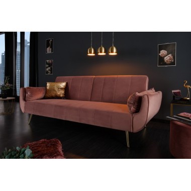 Sofa Divani II rozkładana różowy aksamit 215cm / 40091