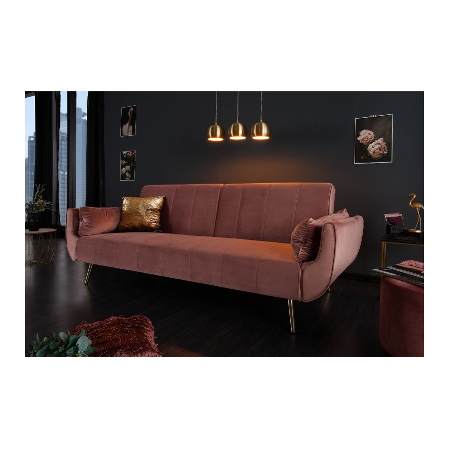 Invicta Sofa Divani II rozkładana różowy aksamit 215cm / 40091