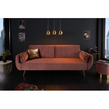 Sofa Divani II rozkładana różowy aksamit 215cm / 40091