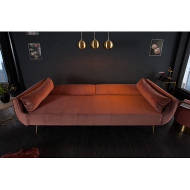 Sofa Divani II rozkładana różowy aksamit 215cm / 40091