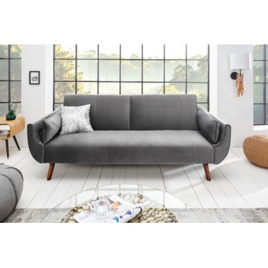 Sofa Divani II rozkładana srebrnoszary aksamit 215cm / 40087