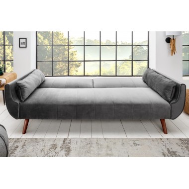 Sofa Divani II rozkładana srebrnoszary aksamit 215cm / 40087