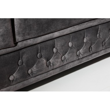 Invicta CHESTERFIELD Sofa 3 osobowa szary aksamit 205 x 73 x 85cm / 41215