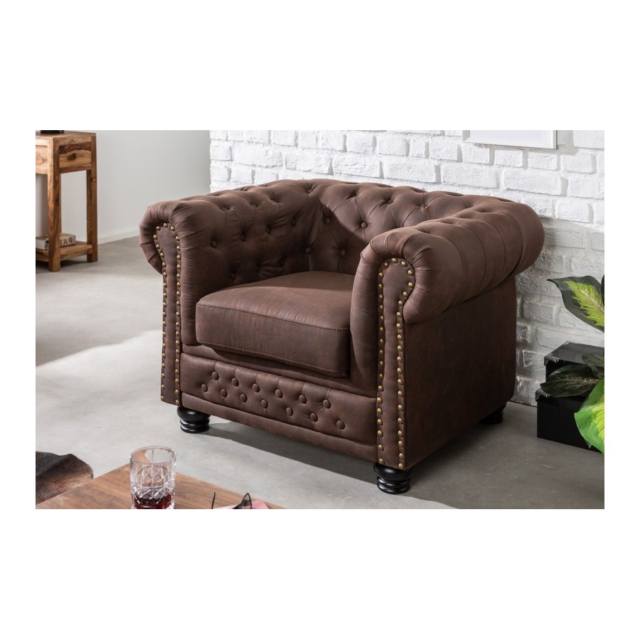 Fotel Chesterfield II vintage brązowy / 40654