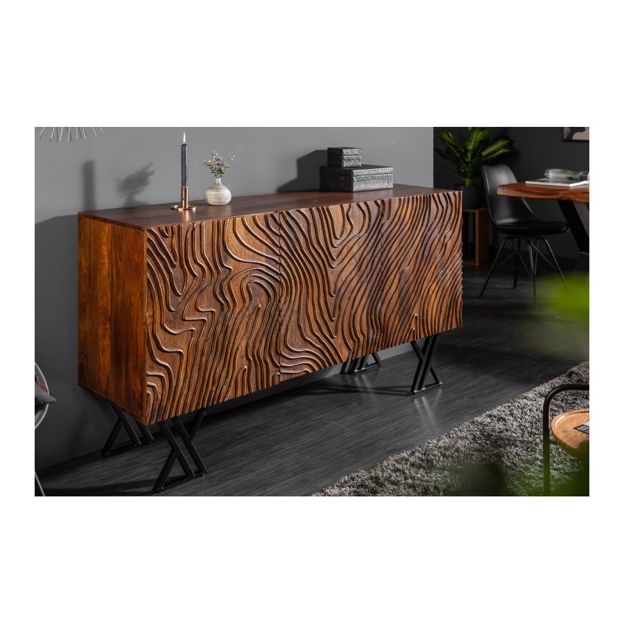 Invicta FLUID Komoda brązowa lite drewno mango 3D 160cm / 40244 Invicta FLUID Komoda brązowa lite drewno mango 3D 160cm / 40244