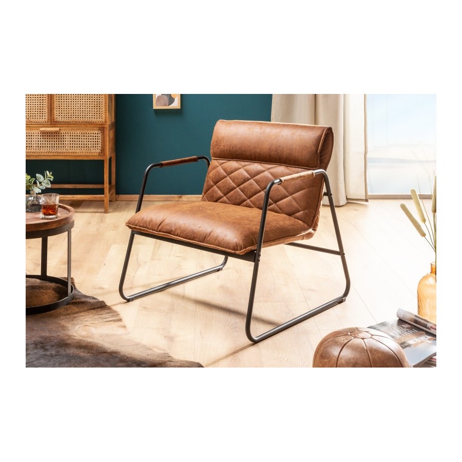 Invicta MUSTANG LOUNGER Fotel vintage jasnobrązowy 71cm / 39482