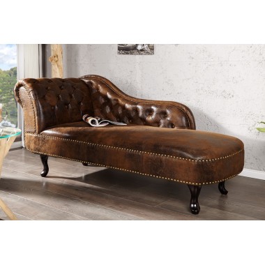 Szezlong CHESTERFIELD brązowy antyczny wygląd / 21628