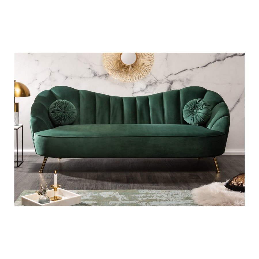 Invicta Sofa ARIELLE 220 cm aksamit butelkowa zieleń / 40749