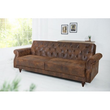 Invicta Sofa rozkładana MAISON BELLE AFFAIRE antyczny brąz mikrofibra 220cm / 40082