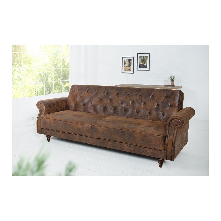 Invicta Sofa rozkładana MAISON BELLE AFFAIRE antyczny brąz mikrofibra 220cm / 40082 Invicta Sofa rozkładana MAISON BELLE AFFAIRE antyczny brąz mikrofibra 220cm / 40082