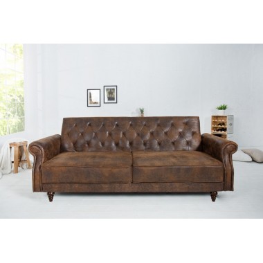 Invicta Sofa rozkładana MAISON BELLE AFFAIRE antyczny brąz mikrofibra 220cm / 40082