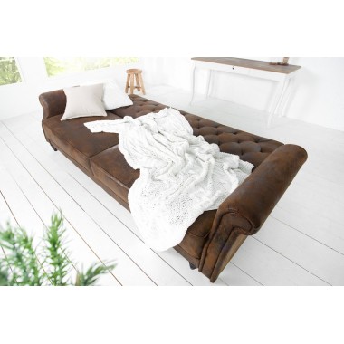 Invicta Sofa rozkładana MAISON BELLE AFFAIRE antyczny brąz mikrofibra 220cm / 40082