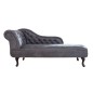 Invicta CHESTERFIELD Szezlong antyczny szary aksamit 170 x 80 x 60cm / 37475