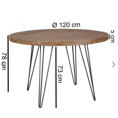 vWohnling Stół do jadalni loft naturalny SHEESHAM Ø 120cm / WL5.201