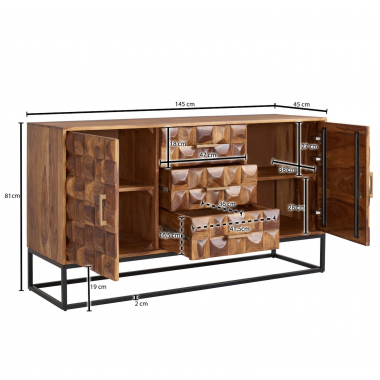 Wohnling komoda z litego drewna 145cm / WL6.545