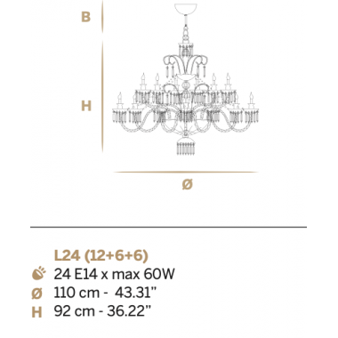 WŁOSKI ŻYRANDOL Imperial GLAMOUR / GLAM L24