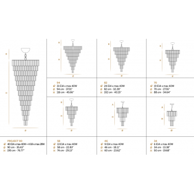 Włoski żyrandol CASCADE / PROJECT 90