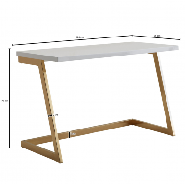 WOHNLING Biurko komputerowe biały połysk 120cm / WL6.574