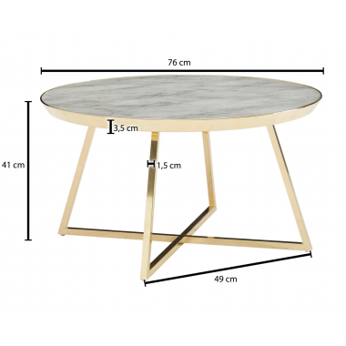 Wohnling stolik kawowy w optyce marmuru okrągły Ø 76cm / WL6.614