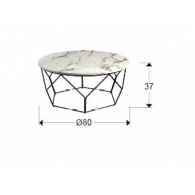 Schuller Stolik kawowy LIZA czarna rama w optyce marmuru  Ø80cm / 234924