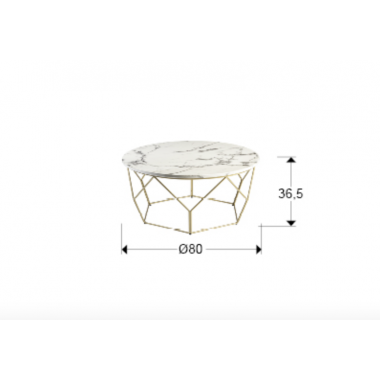 Schuller Stolik kawowy LIZA złota rama w optyce marmuru  Ø80cm / 234917