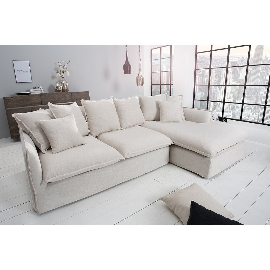 Invicta HEAVEN Sofa narożna lniana naturalna 255cm / 37599