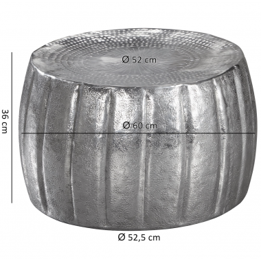 WOHNLING Stolik kawowy MARRAKESCH aluminiowy srebrny 60cm / WL5.502