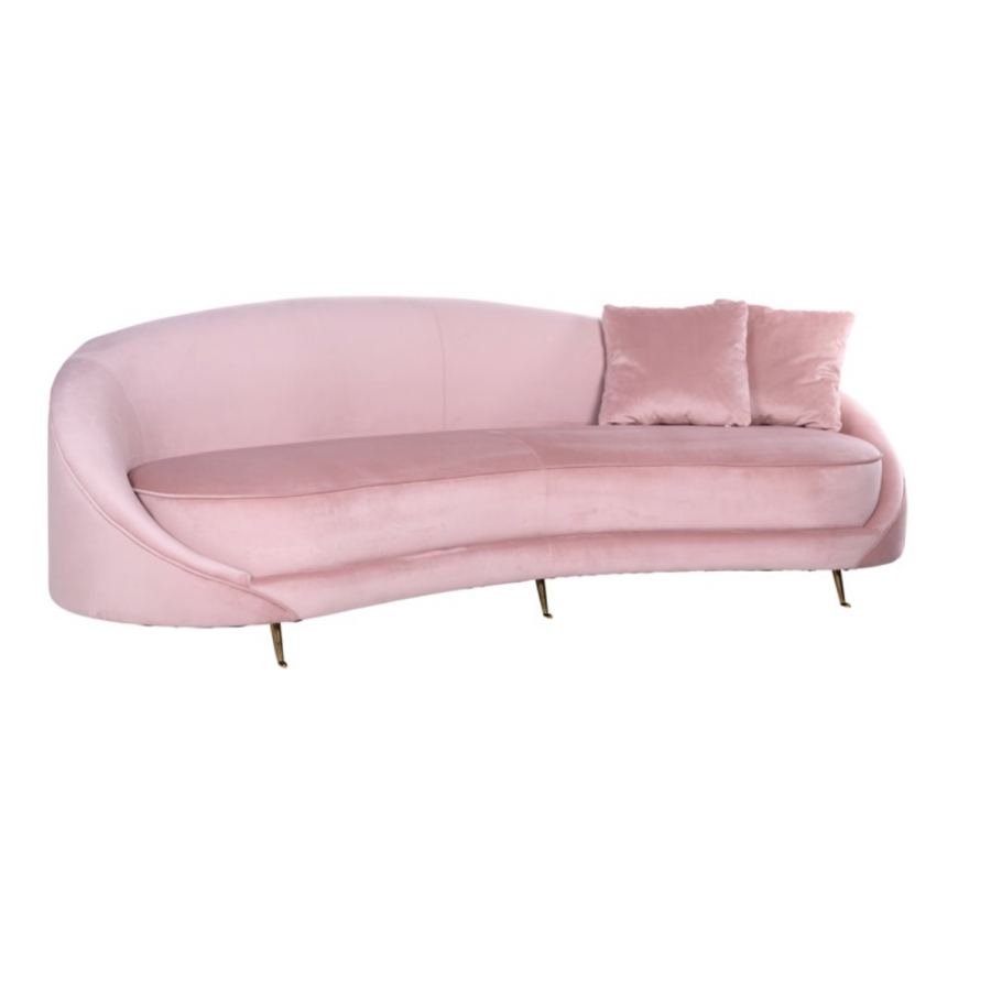 Sofa Bourbon z 2 poduszkami Pink Velvet 240cm / S5122 PINK VELVET