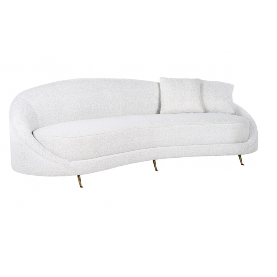 Sofa Bourbon z 2 poduszkami White 240cm / S5122 WHITE BOUCLÉ